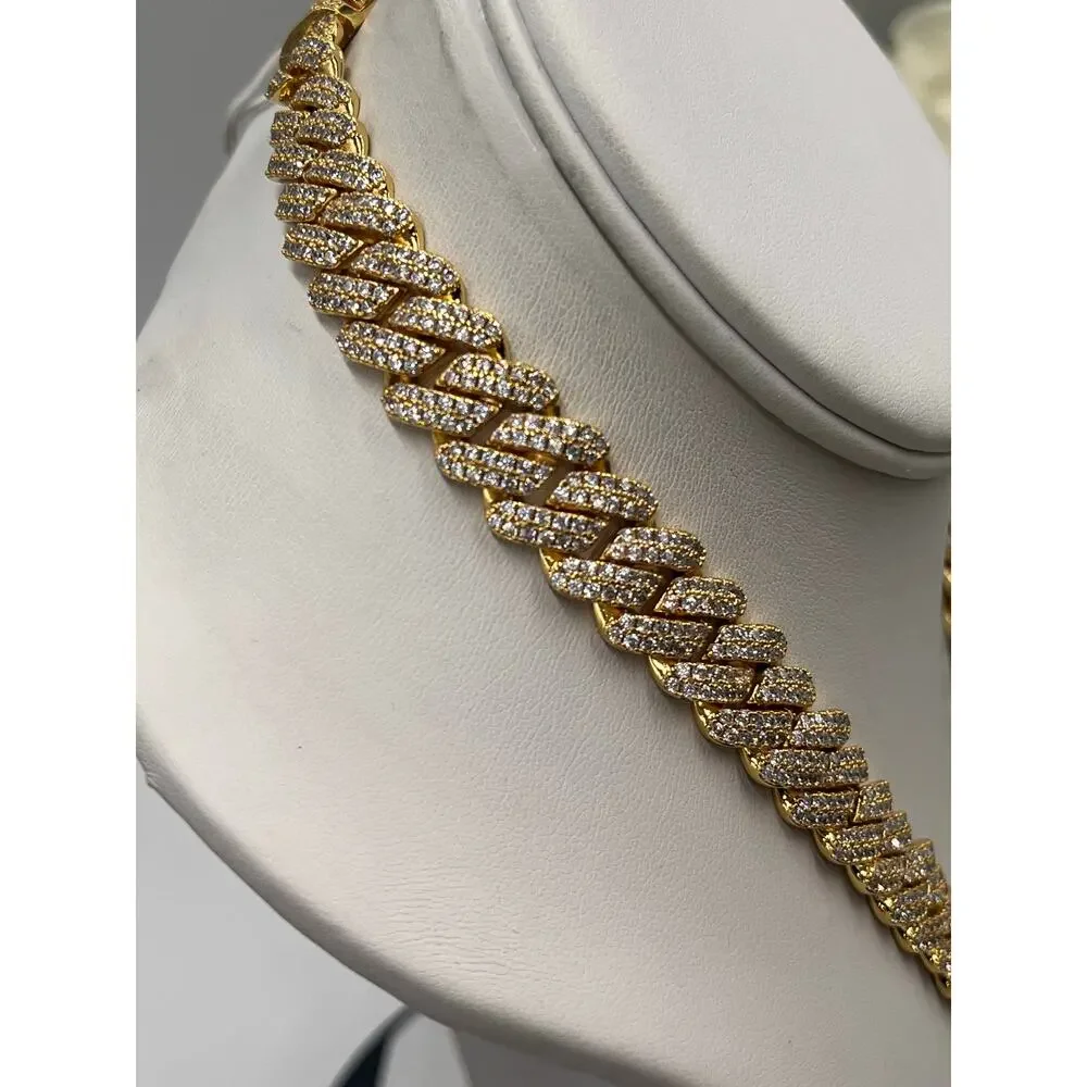 Gold Presidents Designer‎ Pres Cuban Link Cubic Zirconia 18k Gold Plated (12MM)